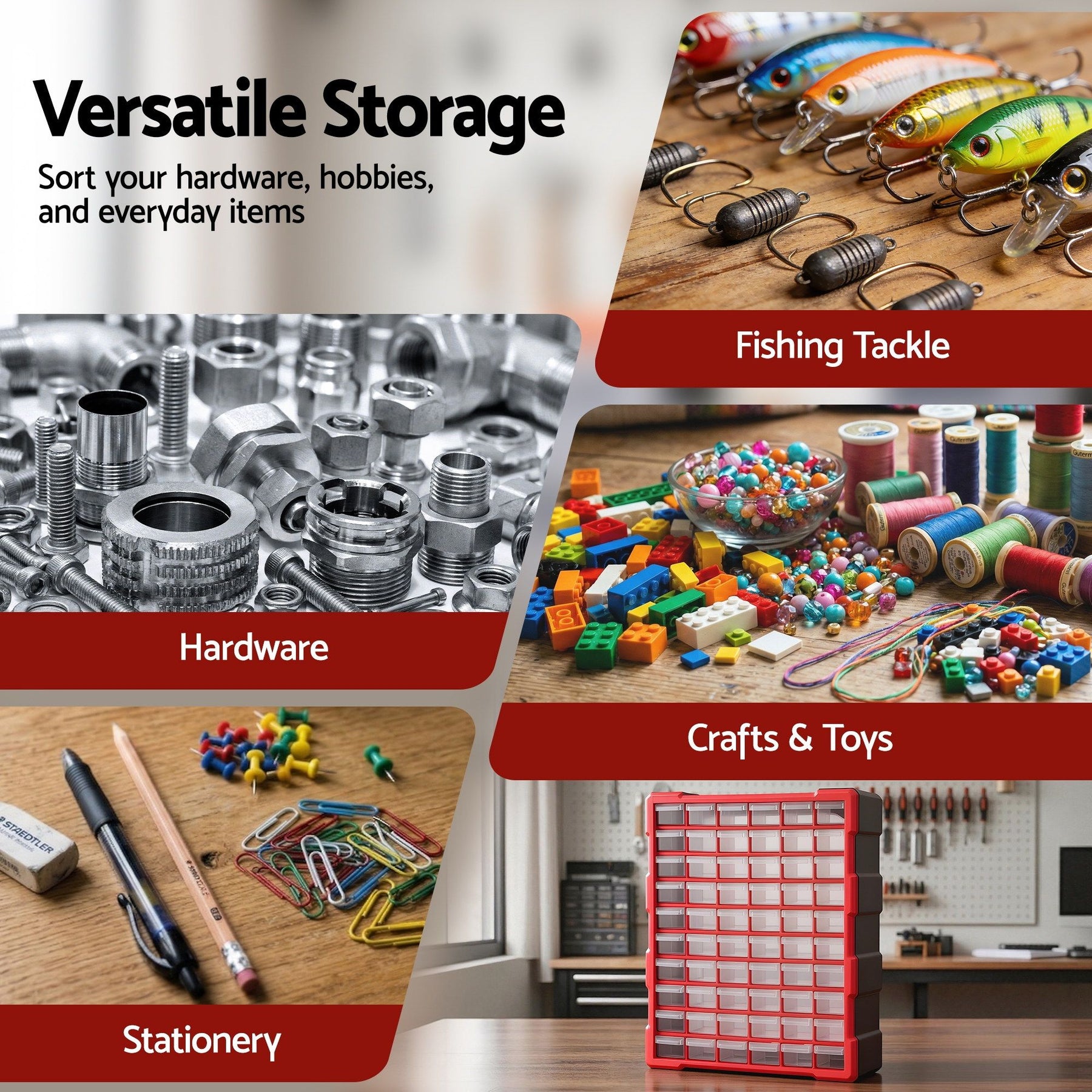 Giantz 60-Drawer Tool Storage Cabinet, Anti-Drop Hardware Organizer Storage Box - SuperSaverAU - view 8
