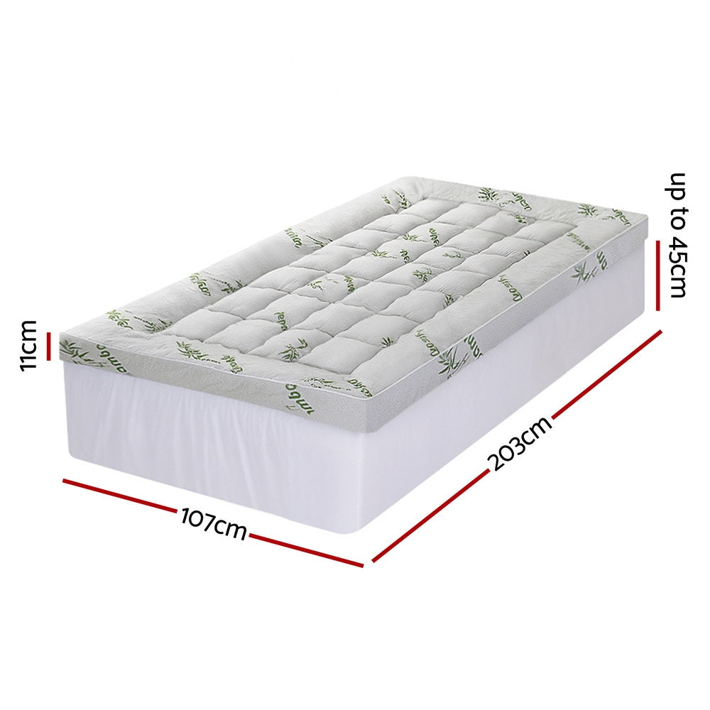Giselle Bedding 11cm Pillowtop Mattress Topper Bamboo King Single - SuperSaverAU - view 3