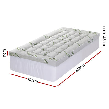 Giselle Bedding 11cm Pillowtop Mattress Topper Bamboo King Single