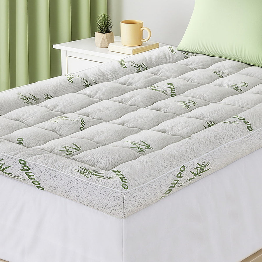 Giselle Bedding 11cm Pillowtop Mattress Topper Bamboo King Single - SuperSaverAU - view 1