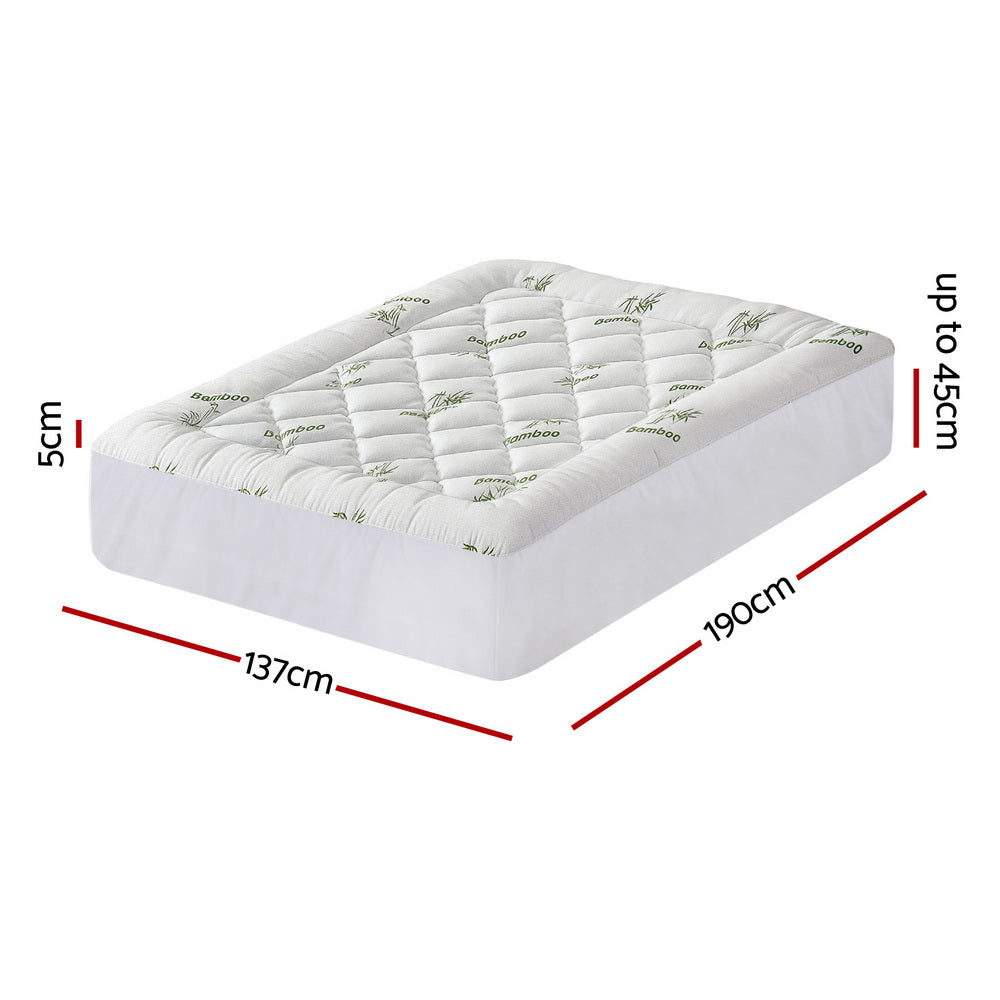 Giselle Bedding 5cm Pillowtop Mattress Topper Bamboo Double - SuperSaverAU - view 3