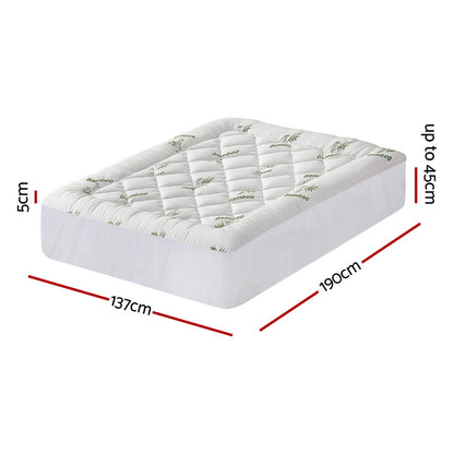 Giselle Bedding 5cm Pillowtop Mattress Topper Bamboo Double