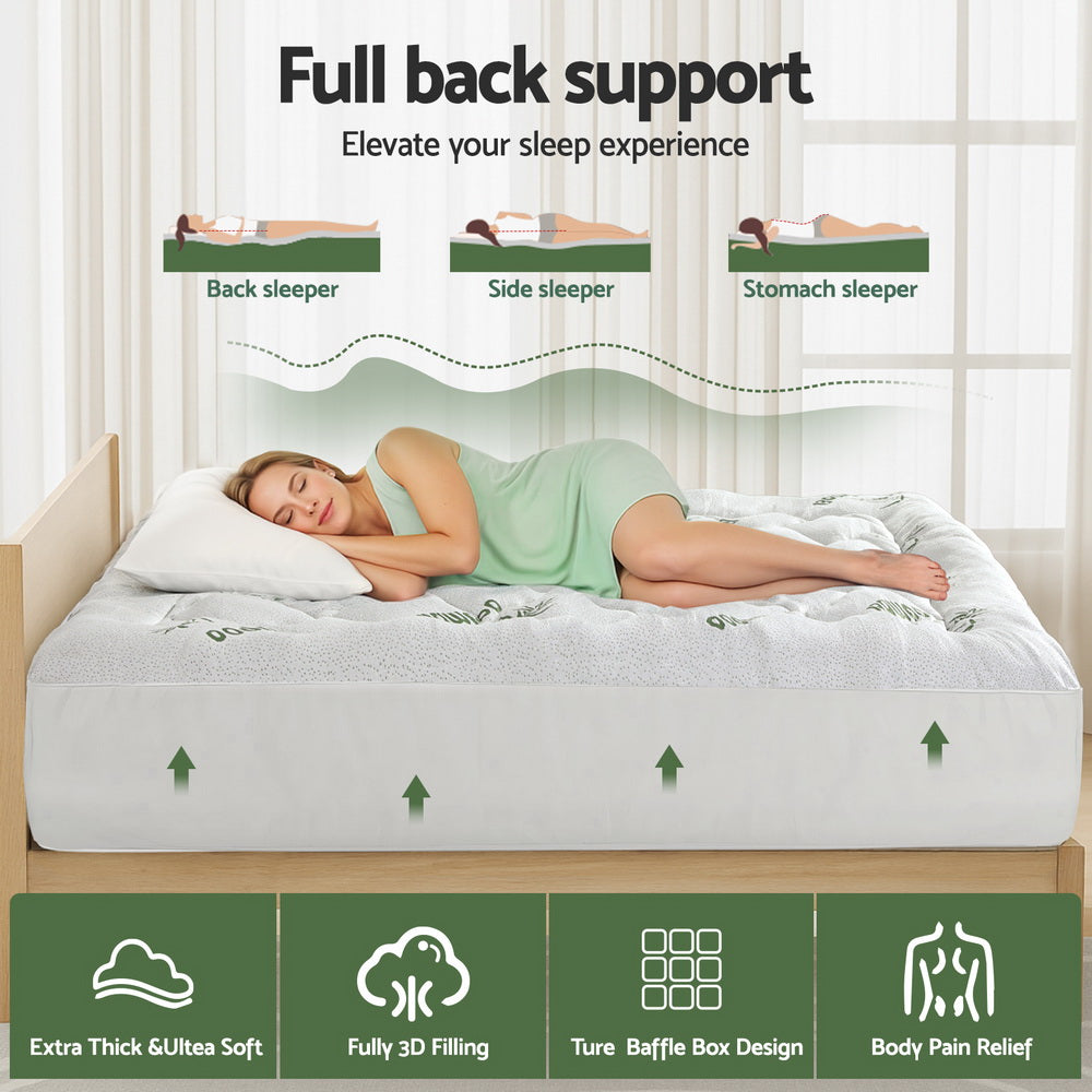 Giselle Bedding 5cm Pillowtop Mattress Topper Bamboo King - SuperSaverAU - view 5