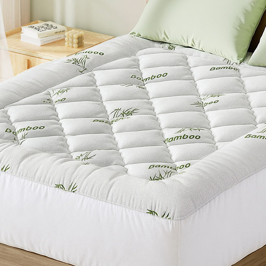 Giselle 5cm Pillowtop Mattress Topper Bamboo Queen - SuperSaverAU - view 1