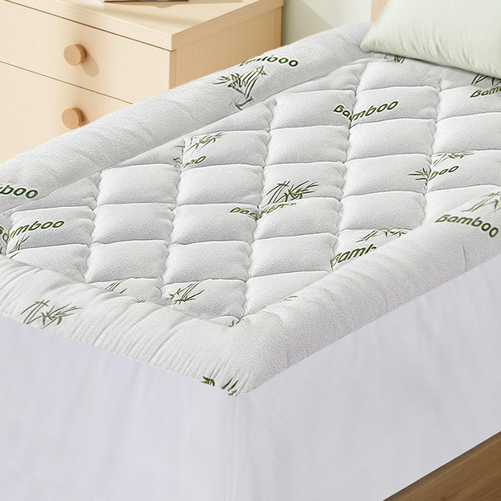 Giselle Bedding 5cm Pillowtop Mattress Topper Bamboo Single - SuperSaverAU - view 1