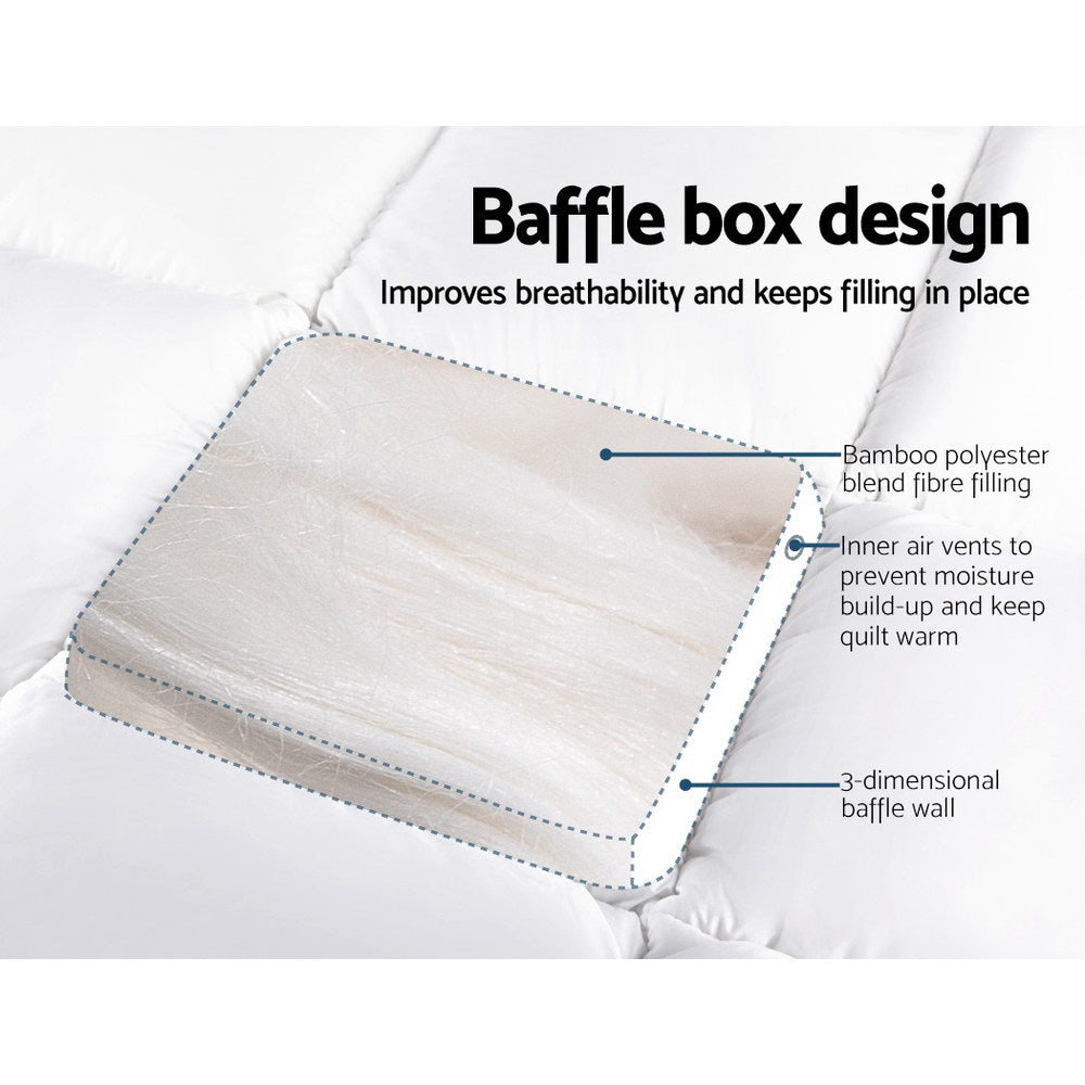 Giselle Bedding Bamboo Mattress Topper 5cm Double - Anti-Bacterial, Dust Mite Resistant