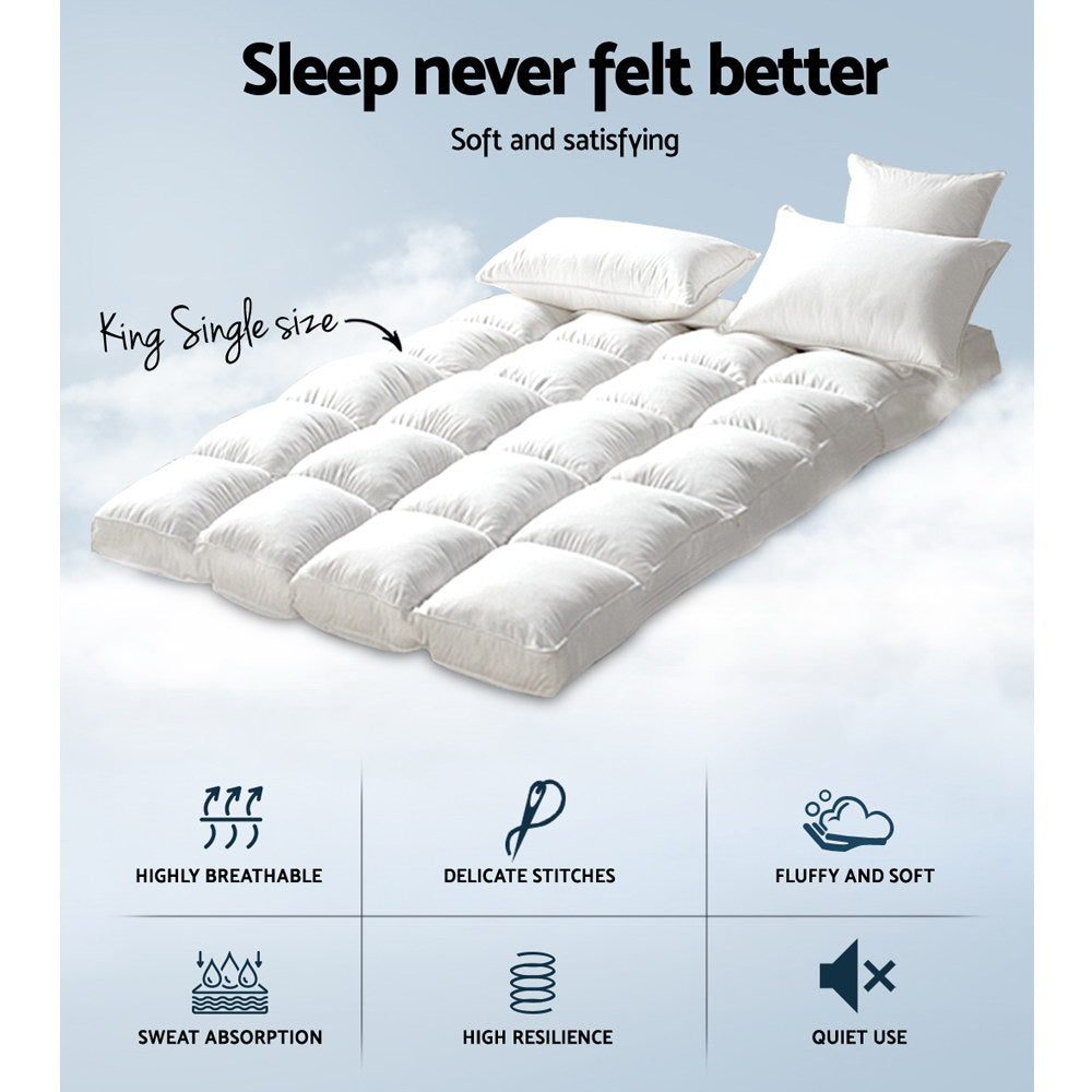 Giselle Bedding Mattress Topper Pillowtop Bamboo King Single - SuperSaverAU - view 2
