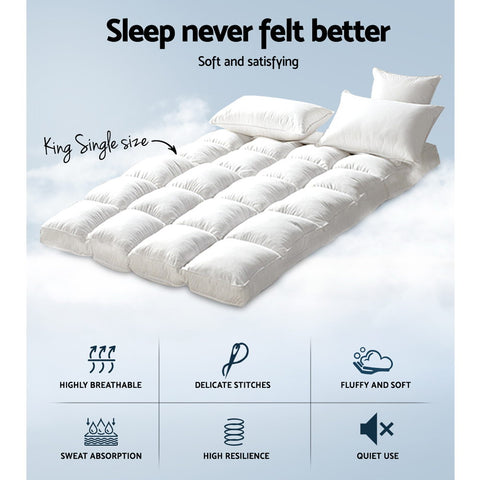 Giselle Bedding Mattress Topper Pillowtop Bamboo King Single - SuperSaverAU - view 2