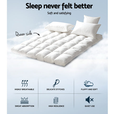 Giselle Bedding Mattress Topper Pillowtop Bamboo Queen - SuperSaverAU - view 2
