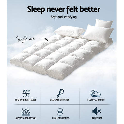 Giselle Bedding Mattress Topper Pillowtop Bamboo Single - SuperSaverAU - view 2