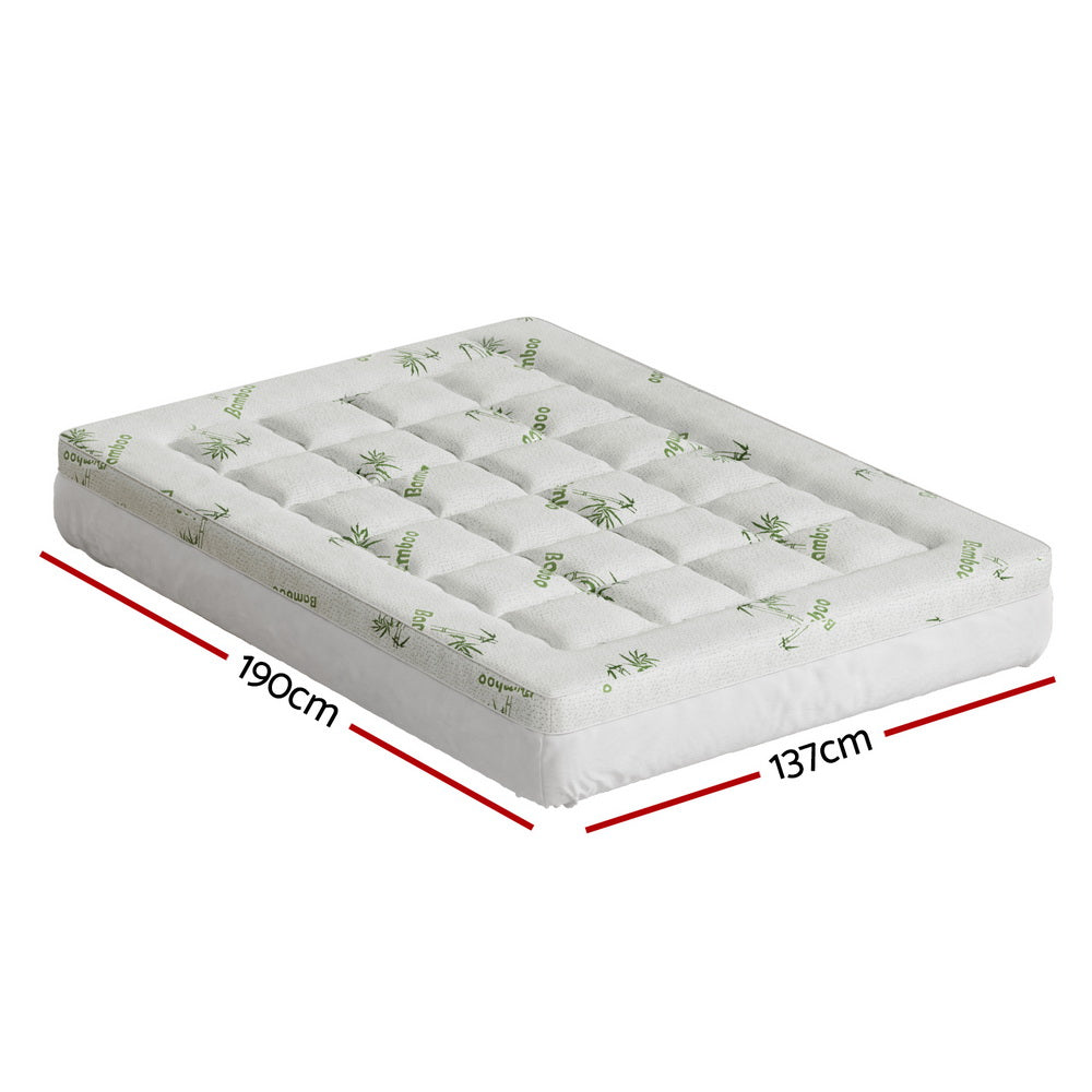 Giselle Bedding Bamboo Pillowtop Mattress Topper - Double, 7.5cm