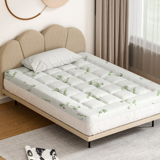 Giselle Bedding Bamboo Pillowtop Mattress Topper - Double, 7.5cm