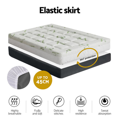 Giselle Bedding Bamboo Pillowtop Mattress Topper - Double, 7.5cm