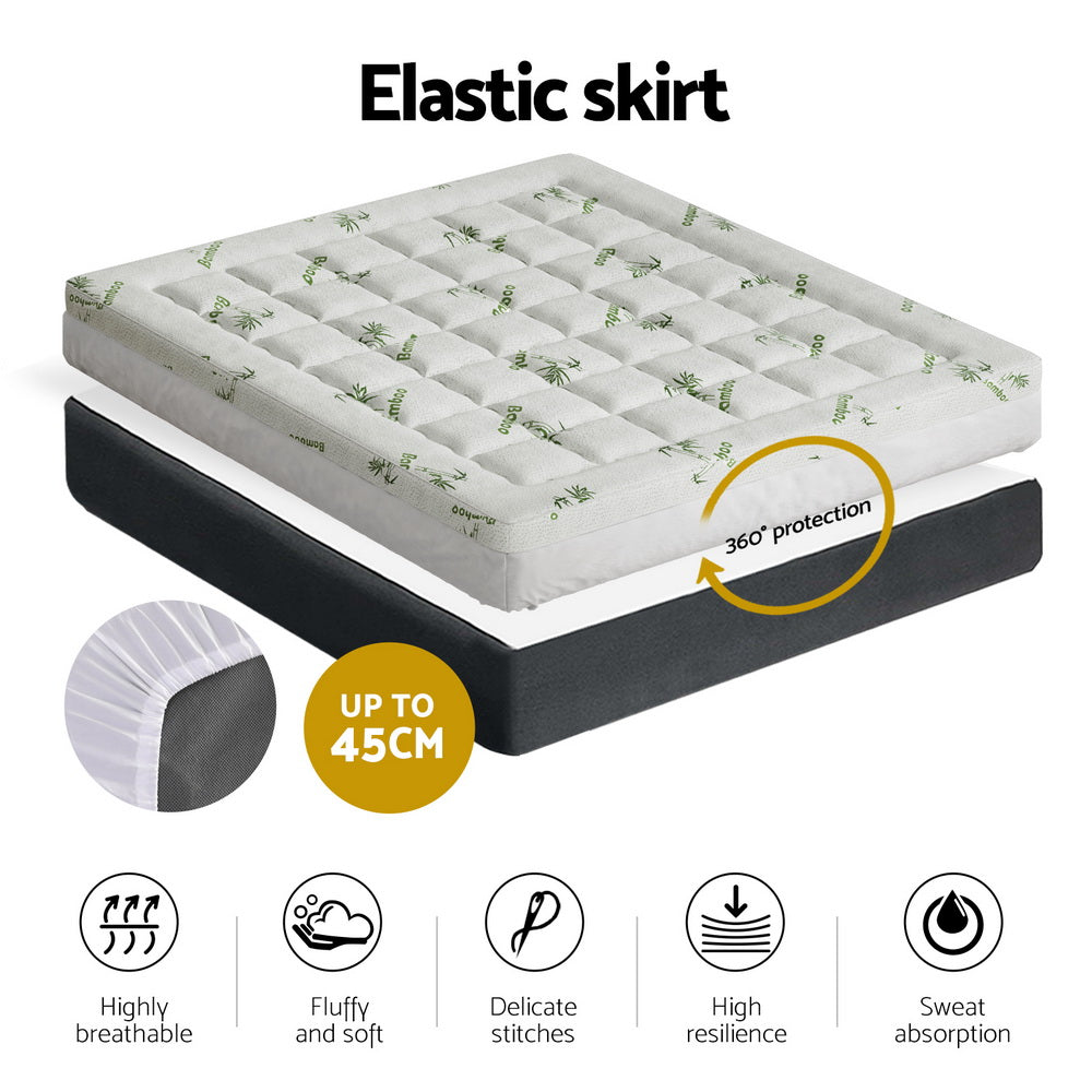 Giselle Bedding Bamboo Pillowtop Mattress Topper - King, 7.5cm - SuperSaverAU - view 5