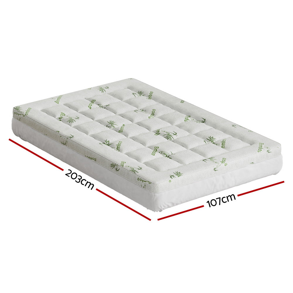 Giselle Bedding Bamboo Pillowtop Mattress Topper - King Single, 7.5cm - SuperSaverAU - view 2