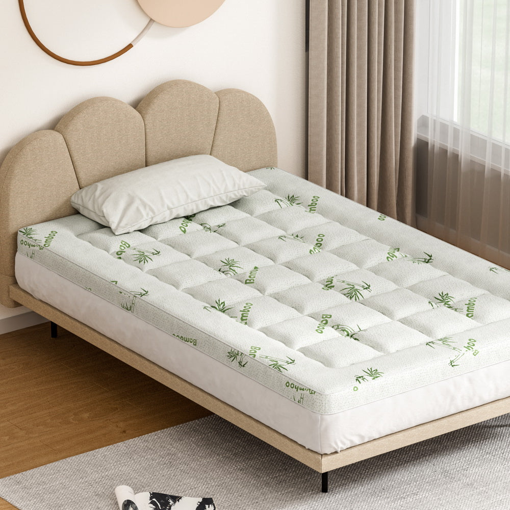 Giselle Bedding Bamboo Pillowtop Mattress Topper - King Single, 7.5cm - SuperSaverAU - view 1