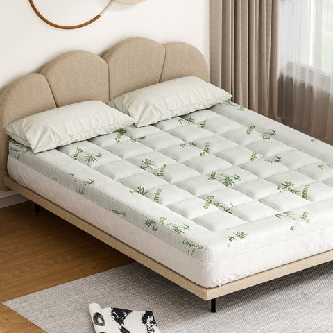 Giselle Bedding Bamboo Pillowtop Mattress Topper - Queen, 7.5cm - SuperSaverAU - view 1