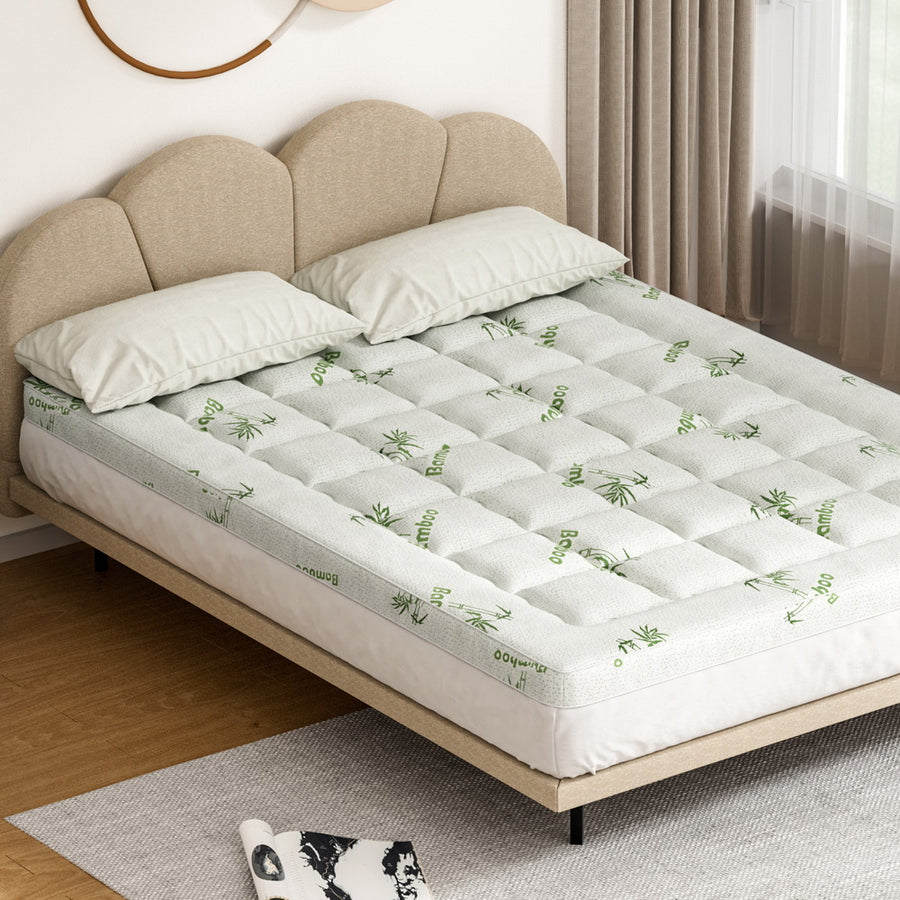 Giselle Bedding Bamboo Pillowtop Mattress Topper - Queen, 7.5cm - SuperSaverAU - view 1