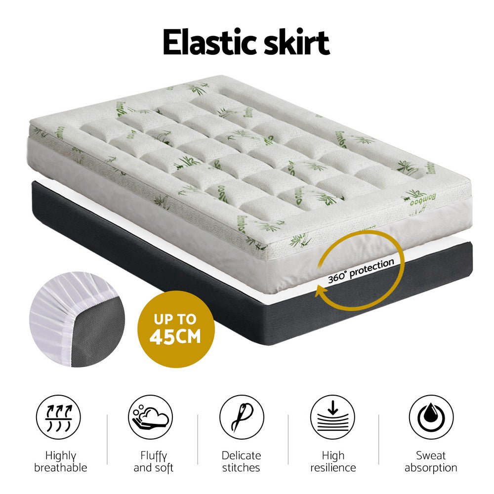 Giselle Bedding Bamboo Pillowtop Mattress Topper - Single, 7.5cm - SuperSaverAU - view 5
