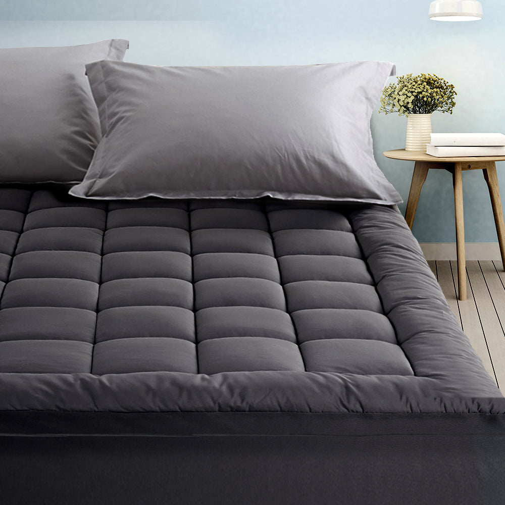 Giselle Bedding Mattress Topper Pillowtop Bamboo Charcoal Double - SuperSaverAU - view 1