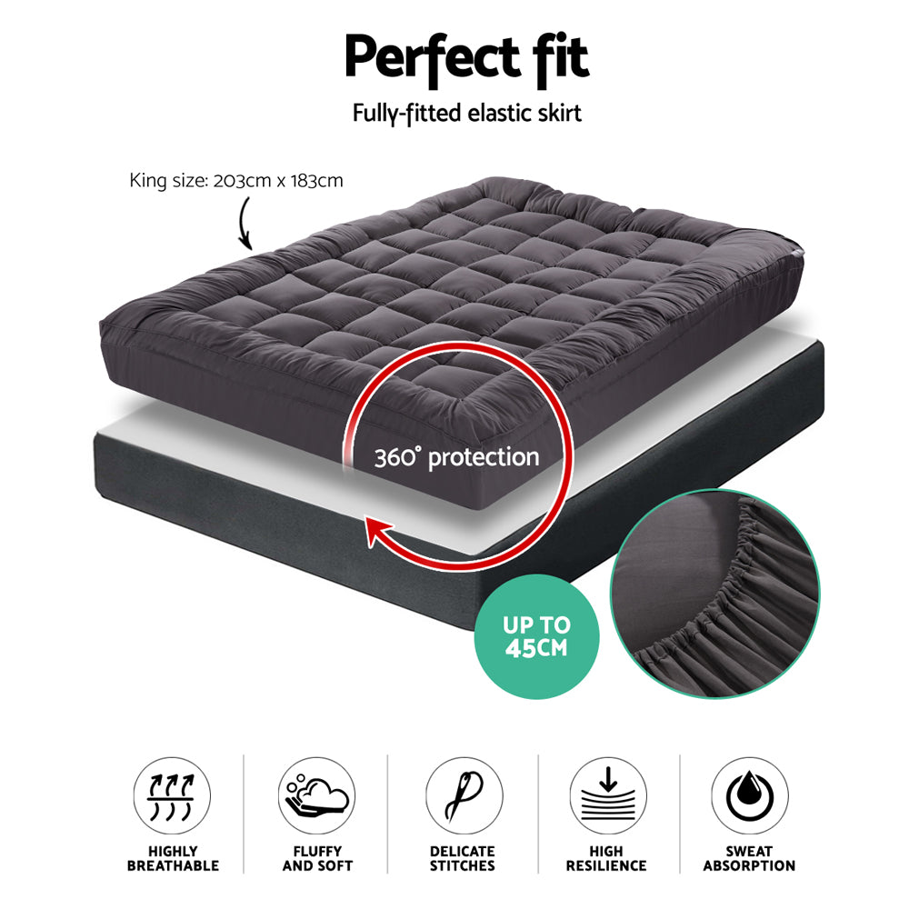 Giselle Bedding Bamboo Charcoal Mattress Topper King Size - SuperSaverAU - view 2