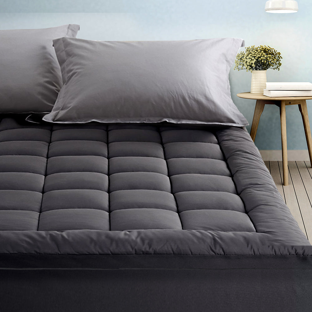 Giselle Bedding Mattress Topper Pillowtop Bamboo Charcoal Single - SuperSaverAU - view 1