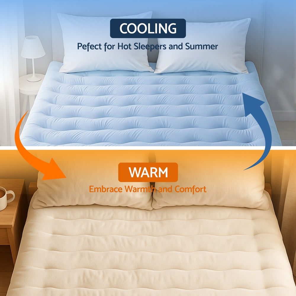 Giselle 5cm Double-Sided Mattress Topper - Cooling & Coral Fleece, Double Size - SuperSaverAU - view 7