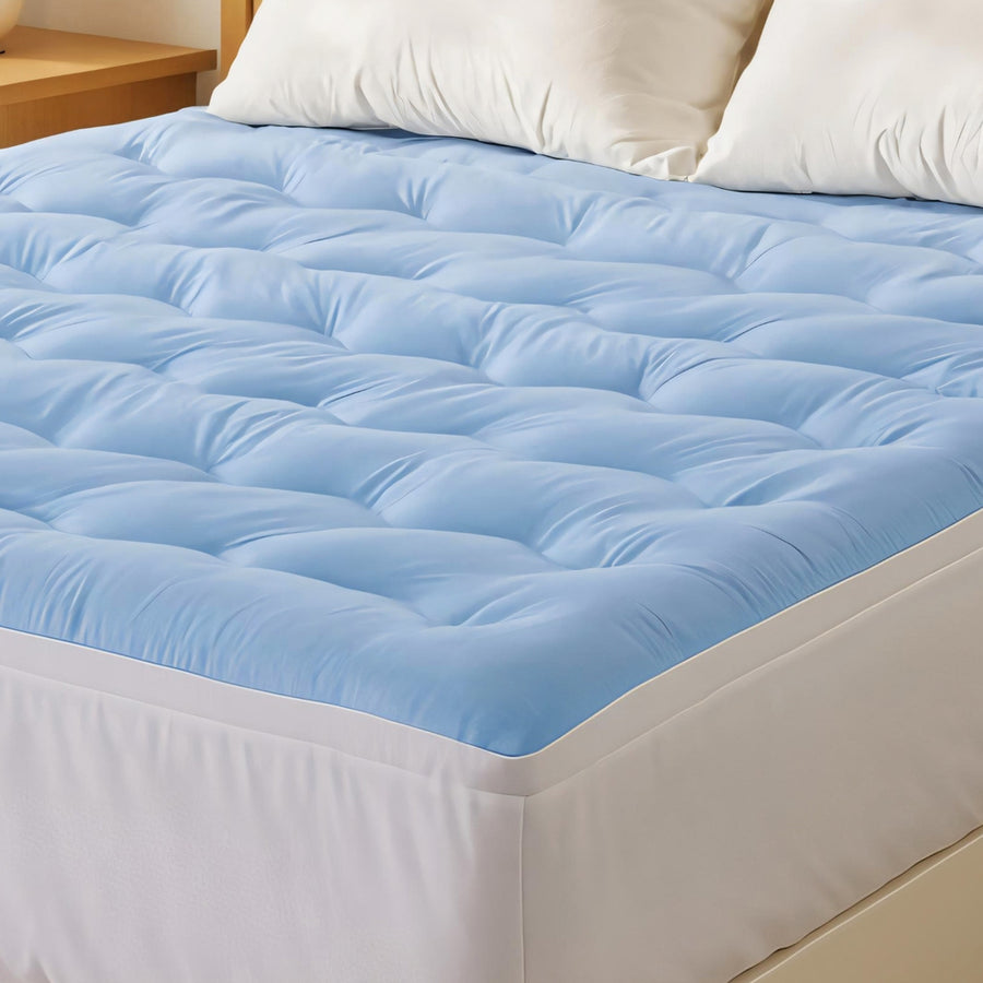 Giselle 5cm Double-Sided Mattress Topper - Cooling & Coral Fleece, Double Size - SuperSaverAU - view 1