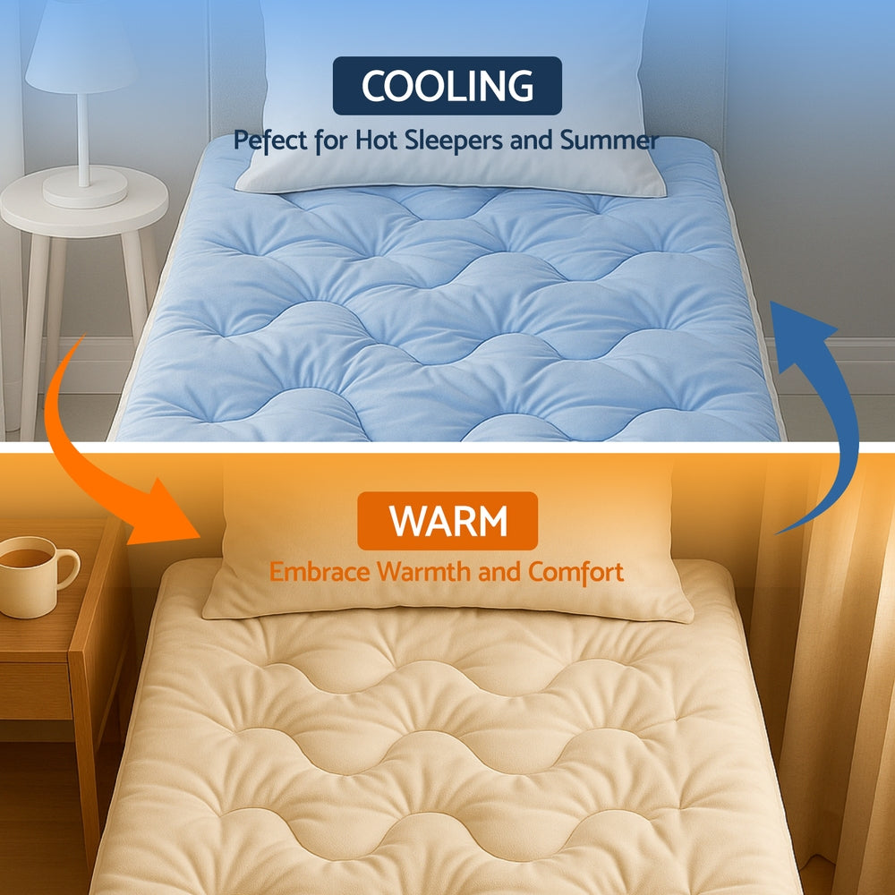 Giselle 5cm Double-Sided Mattress Topper - Cooling & Coral Fleece, Single