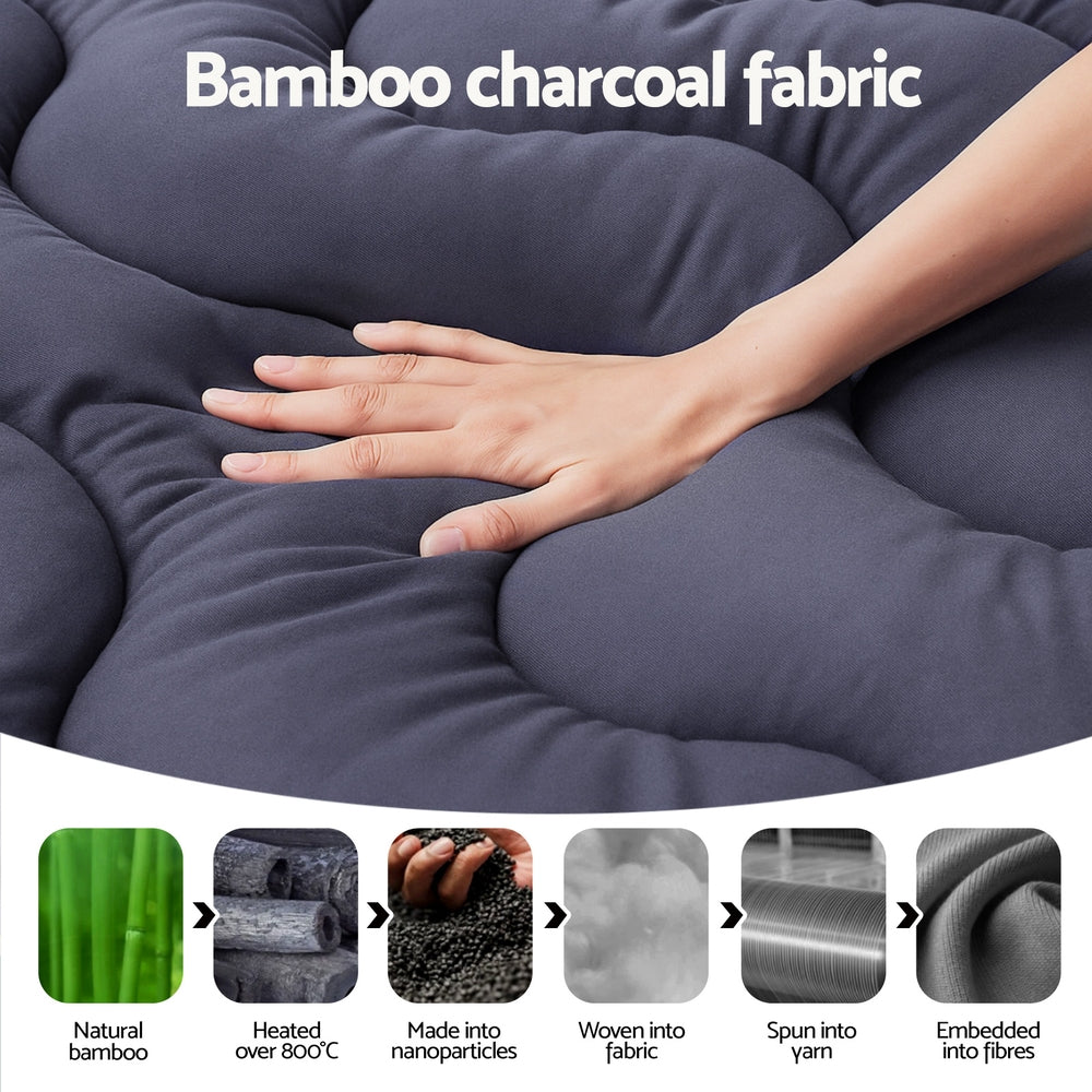 Giselle Bedding King Mattress Topper - 5cm Bamboo Charcoal Pillowtop - SuperSaverAU - view 6