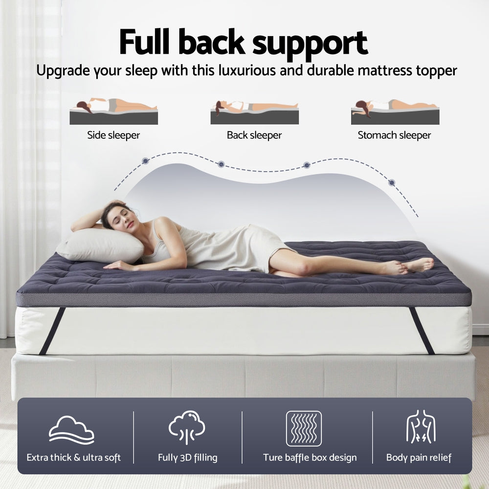 Giselle 5cm Bamboo Charcoal Mattress Topper - Queen Size - SuperSaverAU - view 5
