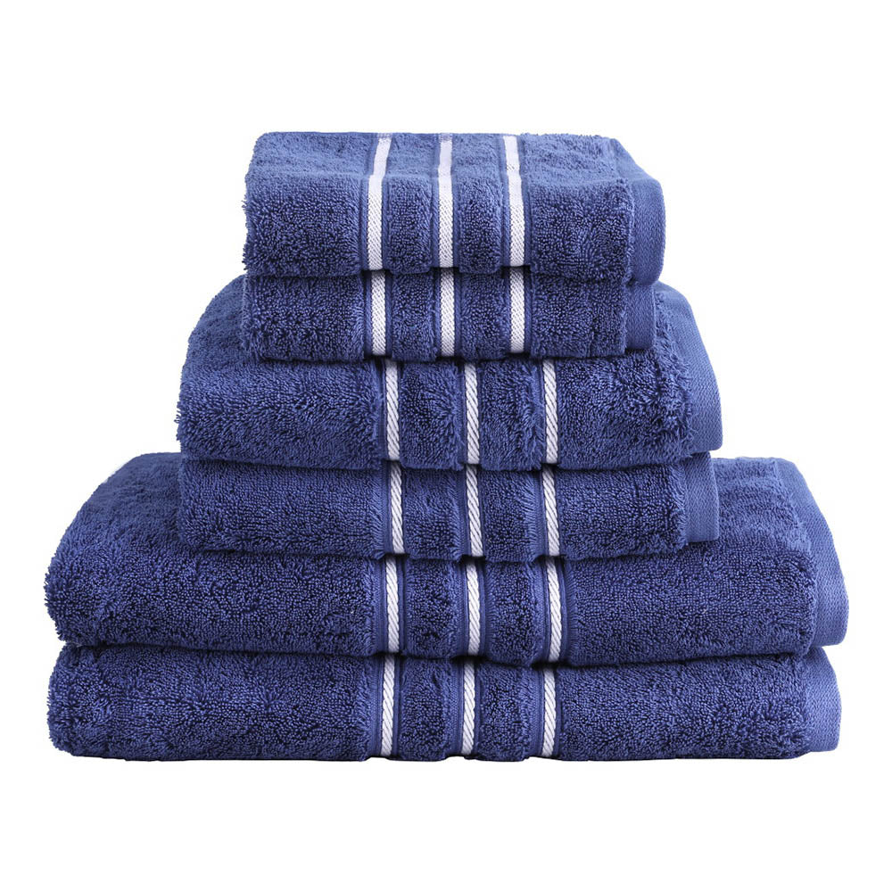 Premium 6-Pack Bath Towels Set, 100% Cotton, 650gsm, Navy, Quick Dry, Absorbent - SuperSaverAU - view 1