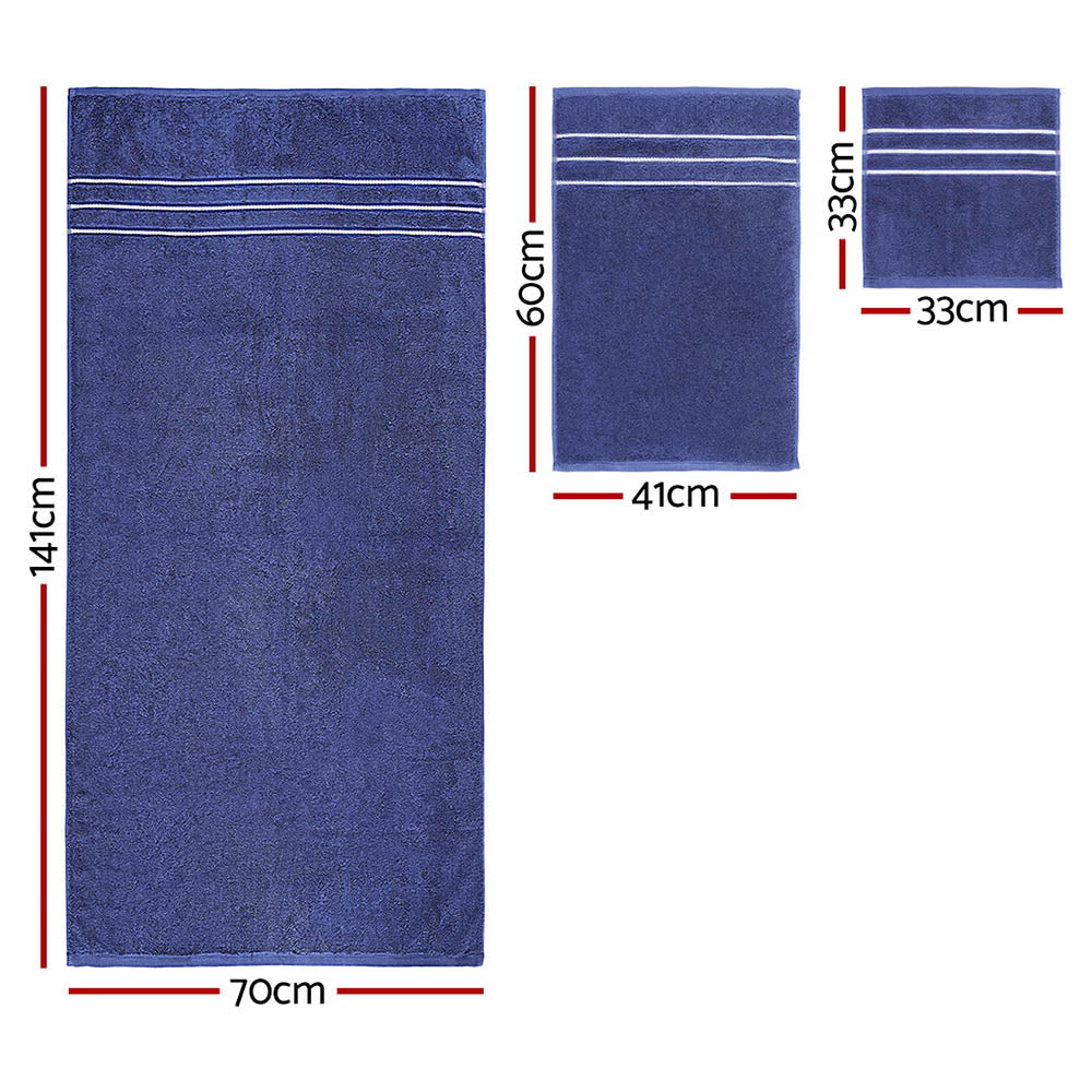 Premium 6-Pack Bath Towels Set, 100% Cotton, 650gsm, Navy, Quick Dry, Absorbent - SuperSaverAU - view 2