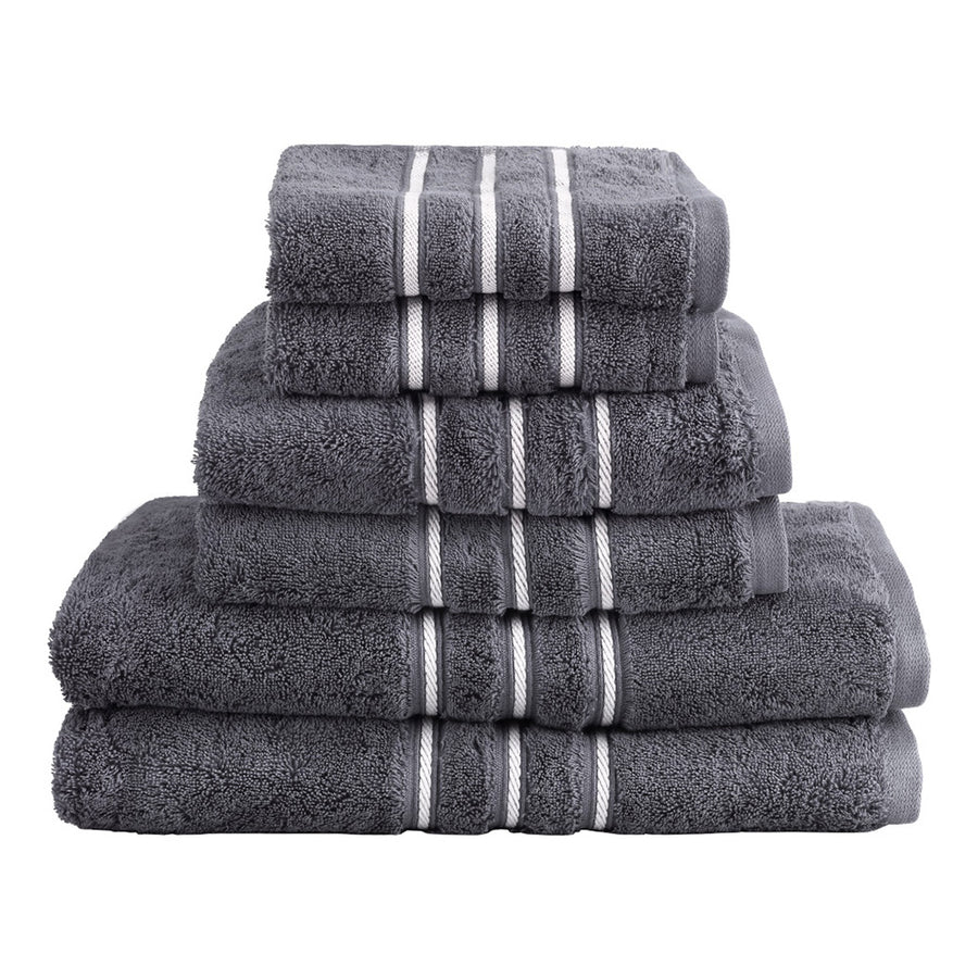 Premium 6-Pack Grey Cotton Bath Towel Set, 650gsm, Quick Dry, Machine Washable - SuperSaverAU - view 1