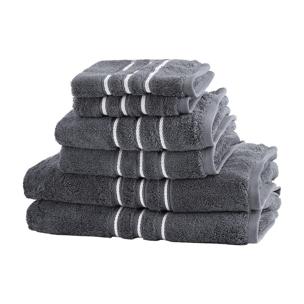 Premium 6-Pack Grey Cotton Bath Towel Set, 650gsm, Quick Dry, Machine Washable - SuperSaverAU - view 2
