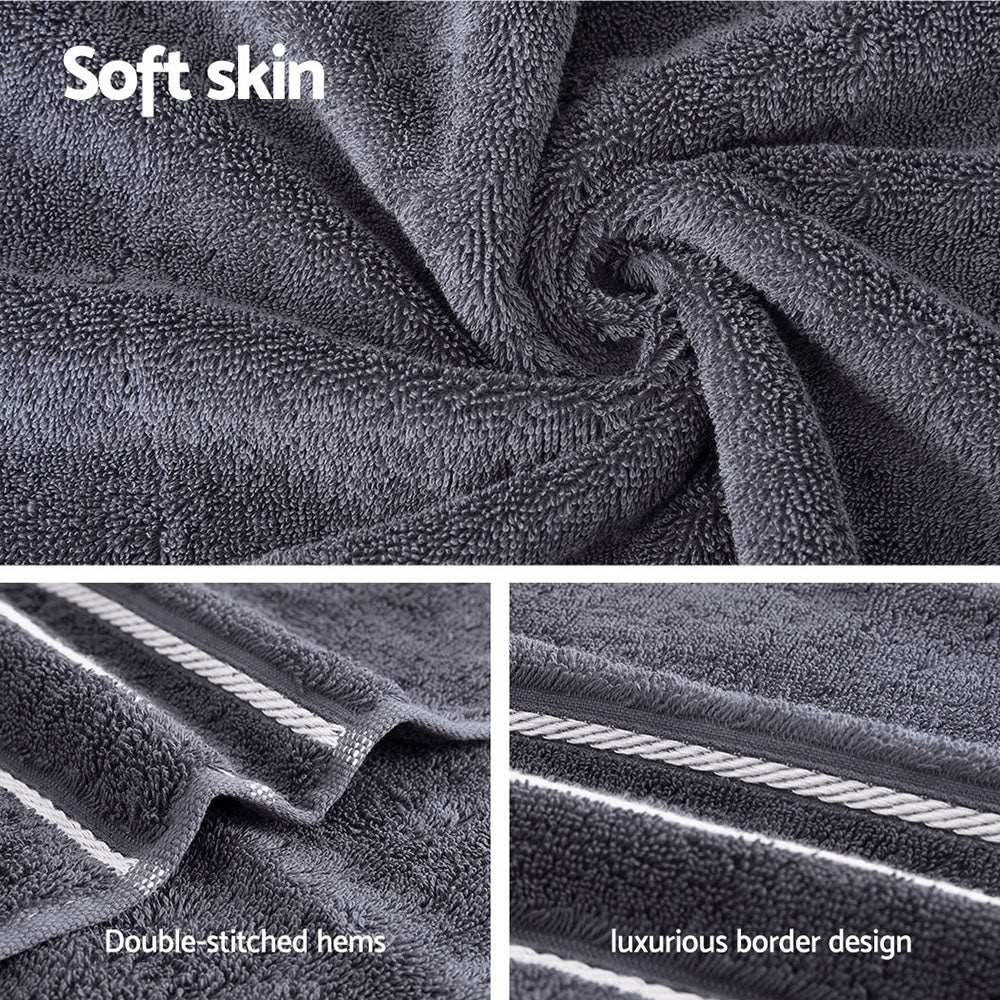 Premium 6-Pack Grey Cotton Bath Towel Set, 650gsm, Quick Dry, Machine Washable - SuperSaverAU - view 4