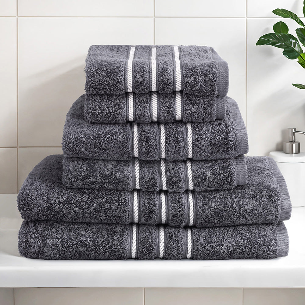 Premium 6-Pack Grey Cotton Bath Towel Set, 650gsm, Quick Dry, Machine Washable - SuperSaverAU - view 5