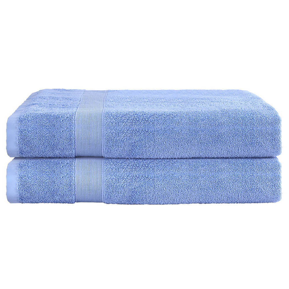 2 Pack Extra Large Bath Sheets Set 100% Cotton 550gsm Blue - Luxurious & Absorbent - SuperSaverAU - view 1