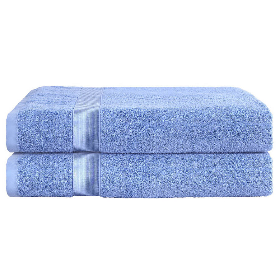 2 Pack Extra Large Bath Sheets Set 100% Cotton 550gsm Blue - Luxurious & Absorbent - SuperSaverAU - view 1