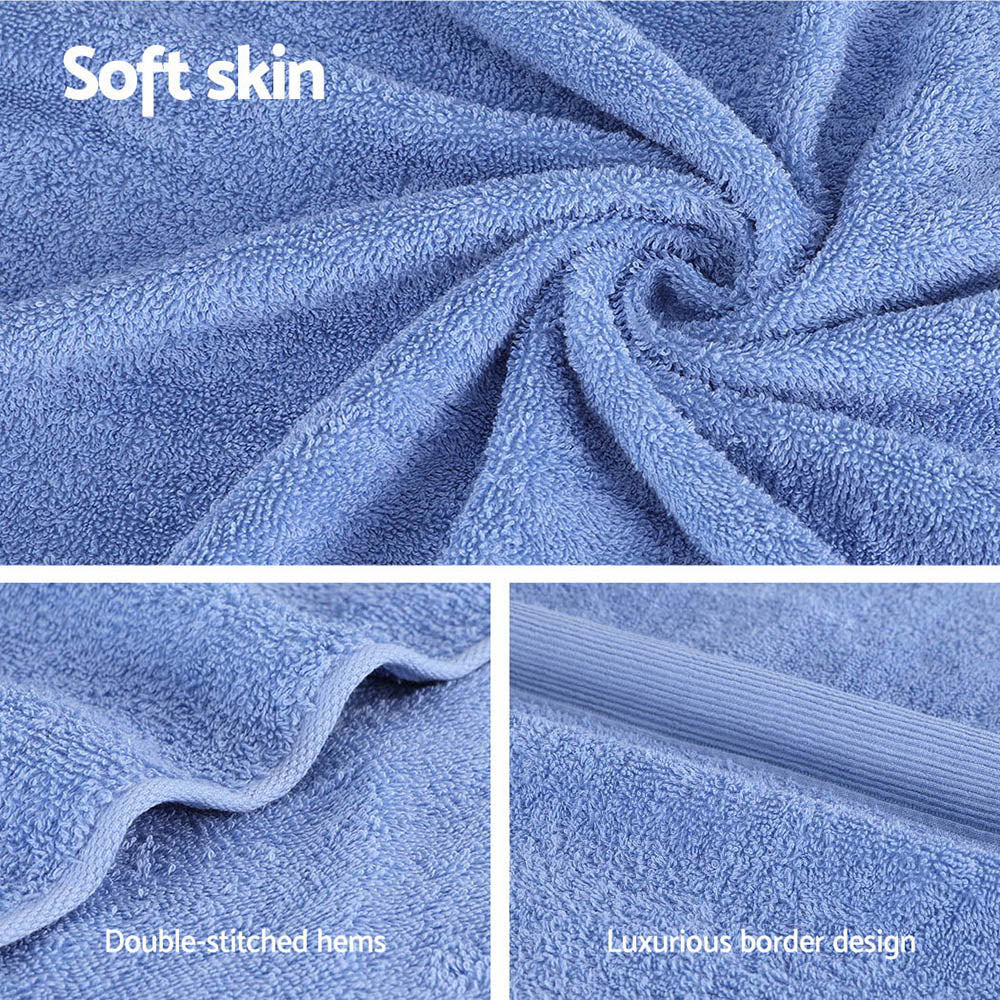 2 Pack Extra Large Bath Sheets Set 100% Cotton 550gsm Blue - Luxurious & Absorbent - SuperSaverAU - view 6
