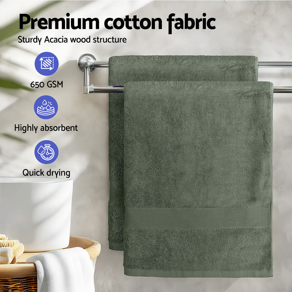 2 Pack Extra Large Green Cotton Bath Sheets Set - 550gsm, Quick Dry, Absorbent - SuperSaverAU - view 3