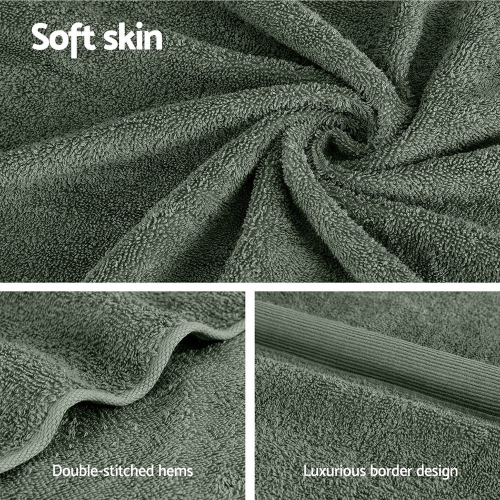 2 Pack Extra Large Green Cotton Bath Sheets Set - 550gsm, Quick Dry, Absorbent - SuperSaverAU - view 4