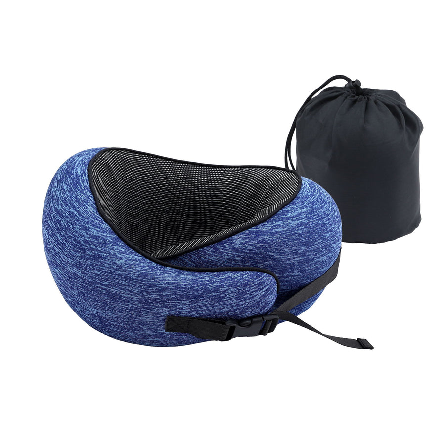 Wanderlite Ergonomic Memory Foam Travel Pillow – Blue with Washable Cover