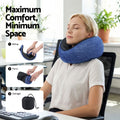 Wanderlite Ergonomic Memory Foam Travel Pillow – Blue with Washable Cover