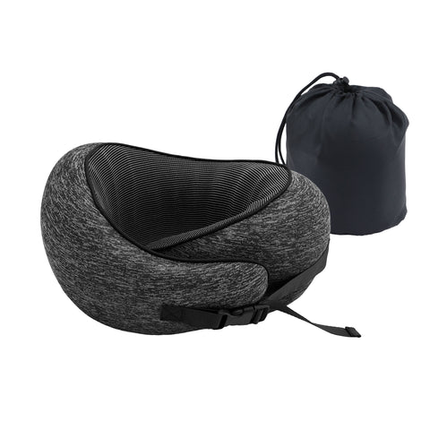 Wanderlite Ergonomic Memory Foam Travel Pillow – Dark Grey with Washable Cover