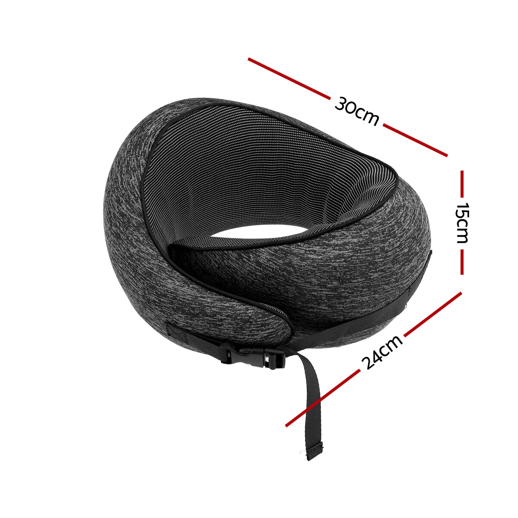 Wanderlite Ergonomic Memory Foam Travel Pillow – Dark Grey with Washable Cover