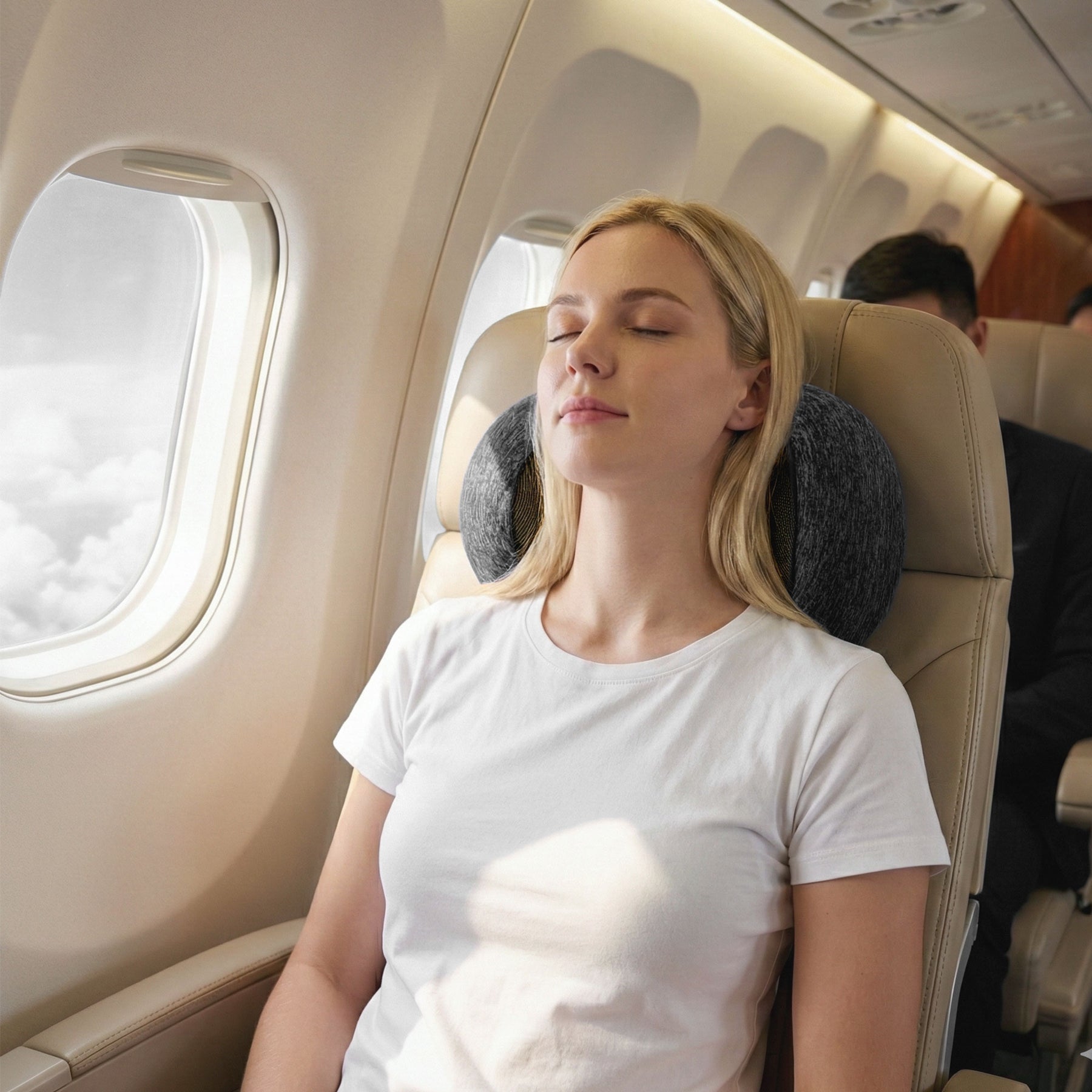 Wanderlite Ergonomic Memory Foam Travel Pillow – Dark Grey with Washable Cover