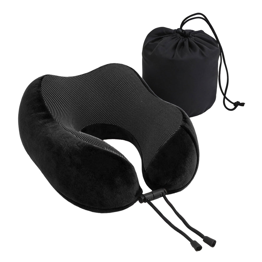 Wanderlite Memory Foam Travel Pillow – Black with Washable Cover