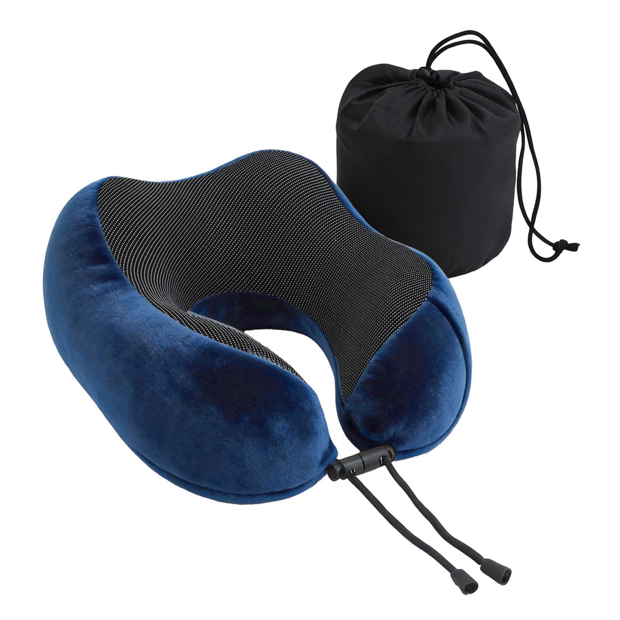 Wanderlite Memory Foam Travel Pillow – Blue with Washable Cover