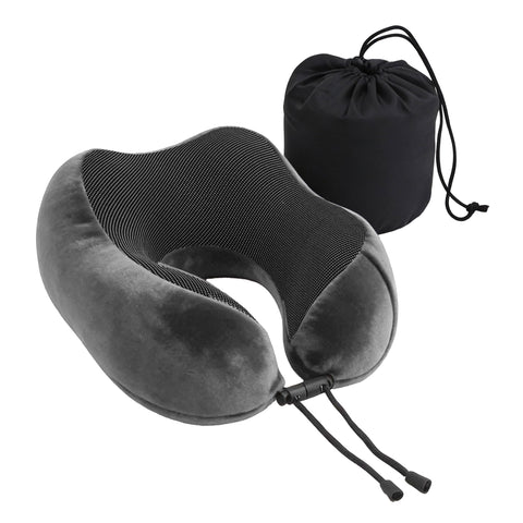 Wanderlite Memory Foam Travel Pillow – Grey with Washable Cover